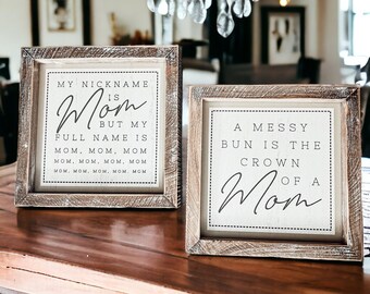 Lustige Mom Geschenkideen, lustiges Mom Zitat Holzschilder doppelseitig, Muttertagsgeschenk Lustig, Geschenke für Mama von Kindern, Mom Schilder mit Sprüchen