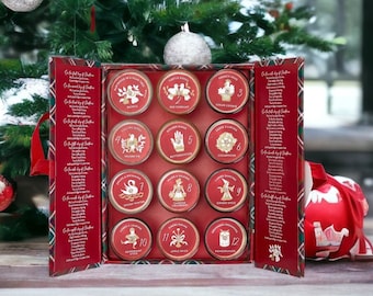 Candle Advent Calendar Gift Box, 12 days of Christmas Candle Set, Unique Advent Calendar for Adults, Holiday Candle Set, Unique Magnetic Box