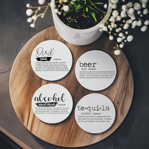 Funny Gift Ideas for Friends, Mom, Dads or Sibling, Funny Quote Ceramic Coaster Gift Sets, Dictionary Definition Humor Coaster Set Handmade