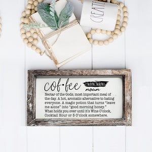 Coffee Bar Sign, Funny Coffee Quote Signs Wooden, Modern Farmhouse Coffee Bar Signs, Neutral Home Decor Signs Wooden, Funny Coffee Quotes