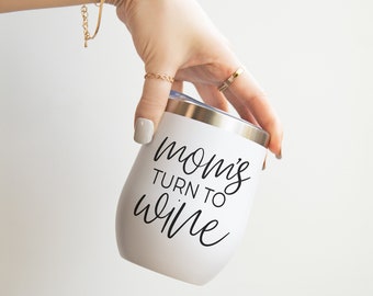 Wine Tumbler for Mom | Funny Wine Tumblers With Lids | Wine Tumbler Insulated, Stainless Steel Wine Tumbler with Lid & Funny Sayings, White