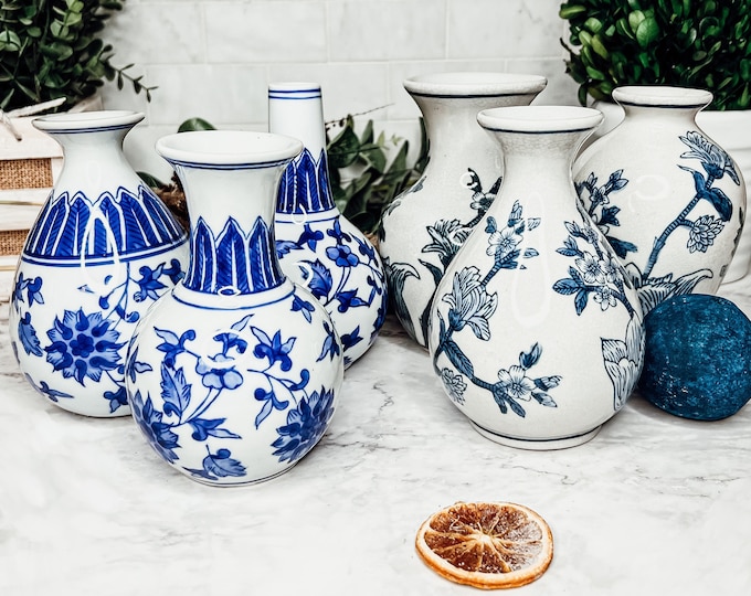 Vase Centerpiece Decor, Blue White Vase Set Handmade & Handpainted