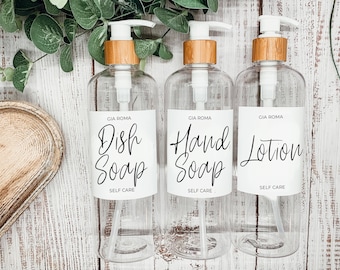 Dish Soap dispenser bottles, Reusable Hand Soap Bottles With Pump, Refillable Soap 16oz Dispensers Modern