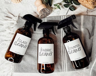 Amber Soap Bottle Sets, 16 oz Glass Soap Dispenser Bottles With Spray Pump, Refillable Cleaning Bottles Glass, Apothecary Soap Dispenser Set