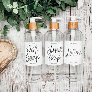 Dish Soap dispenser bottles, Reusable Hand Soap Bottles With Pump, Refillable Soap 16oz Dispensers Modern