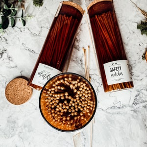 Matches in a Bottle with Striker, Oversized Matches Striker Bottle With Cork Top, Apothecary Safety Matches in Amber Jar With Strike Pad