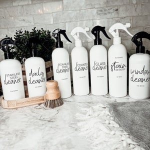 Cleaner Bottle, Daily Cleaning Spray Bottles for Home, Refillable Plastic Cleaning Bottles, Reusable Soap Dispenser White 16oz Plastic