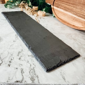 Long Cheese Board, Thin & Narrow Appetizer Platter Centerpiece, Natural Slate Serving Trays + Appetizer Platter, Stone Charcuterie Trays