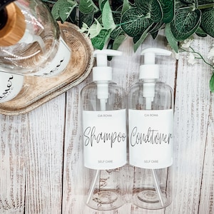 Shampoo & Conditioner Set, Soap Dispenser Bottles With Pumps, Refillable Shower Bottle Sets, 16oz Clear Plastic Soap Dispenser, Reusable