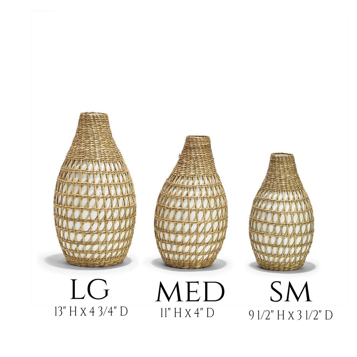 Seagrass Weave Set of 3 Vases