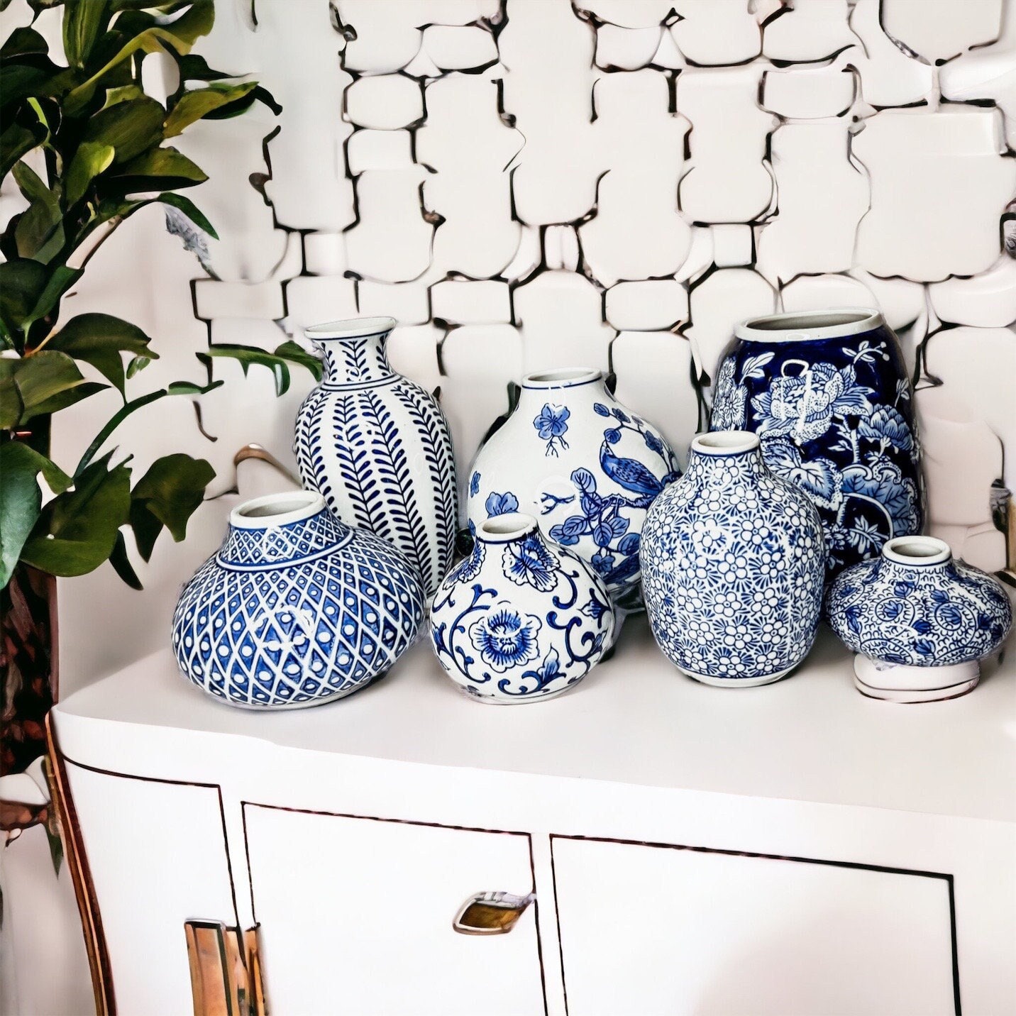 Blue and White Vase Set, Chinoiserie Vases, Blue Vase Decor, Blue and White  Vase Delft, Bud Vases, Blue Willow Vases for Flowers, Porcelain -   Canada