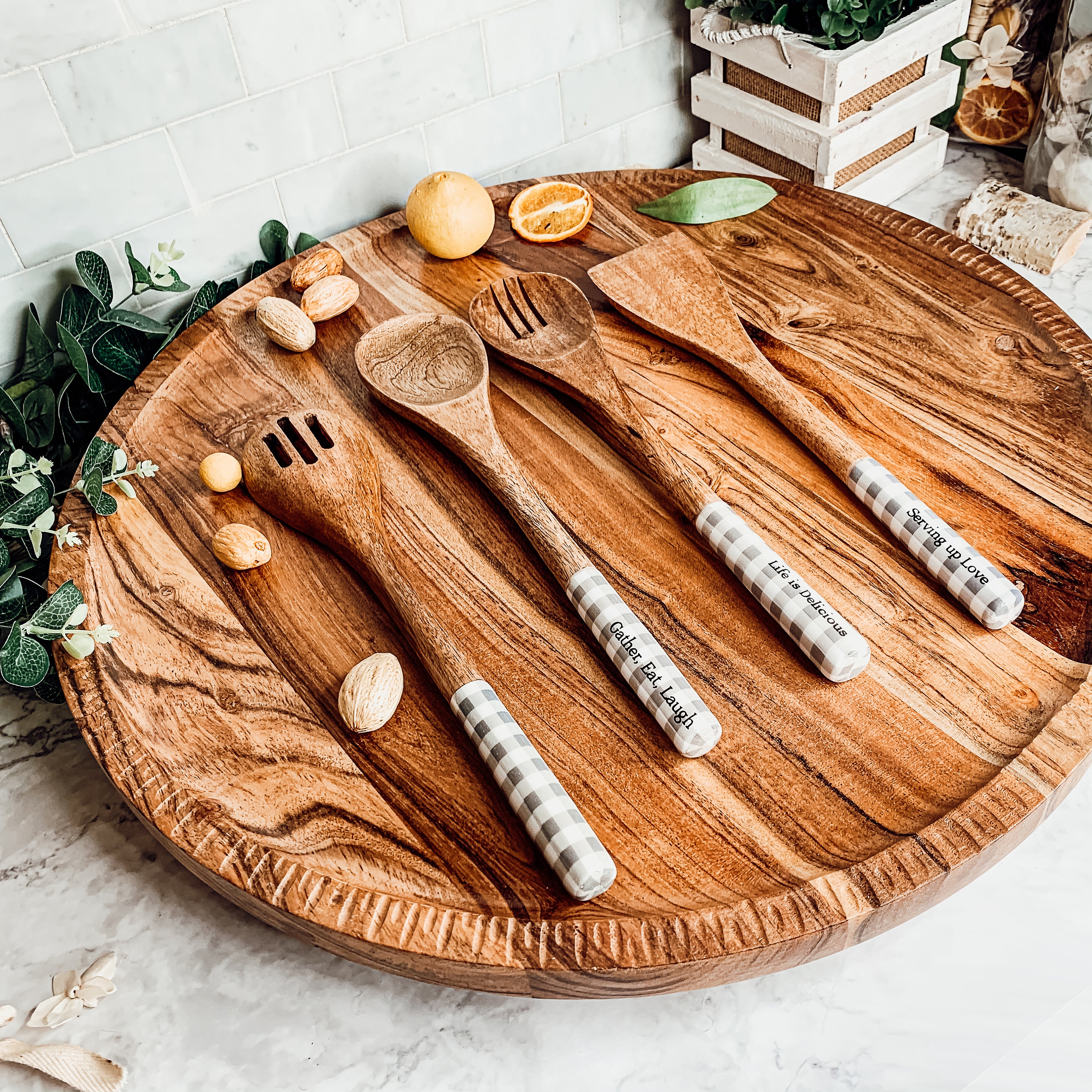 Piatto da Portata in Legno, Vassoio Rotondo in Legno Piatto per Alimenti Tagliere per Salumi Piatto per Formaggio, Pane Alla Frutta, Tavolino, Decorazioni per la Casa (30 * 30 cm