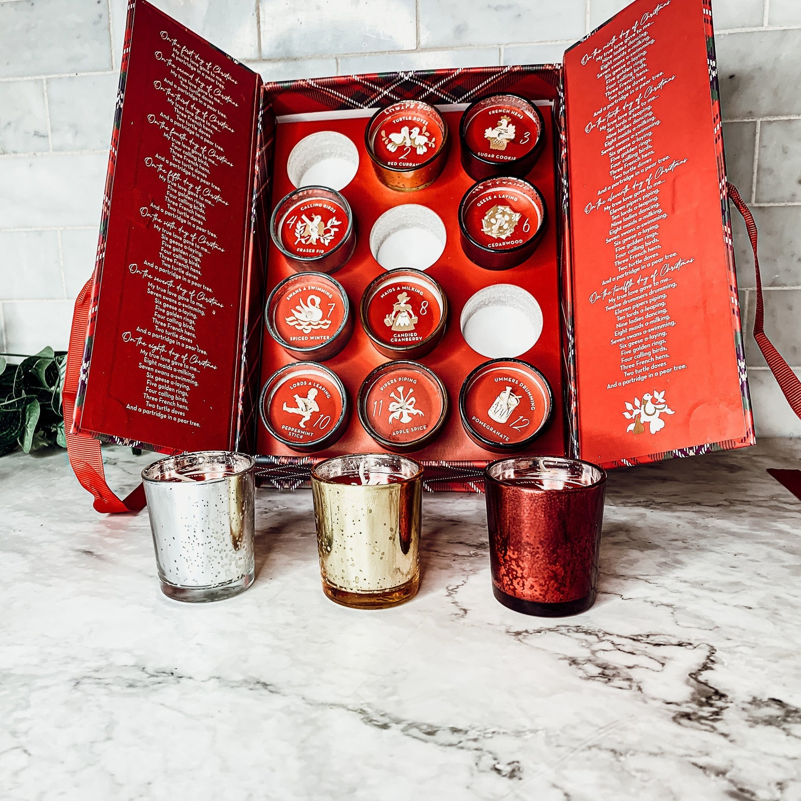 Candle Advent Calendar Gift Box 12 Days of Christmas Candle - Etsy