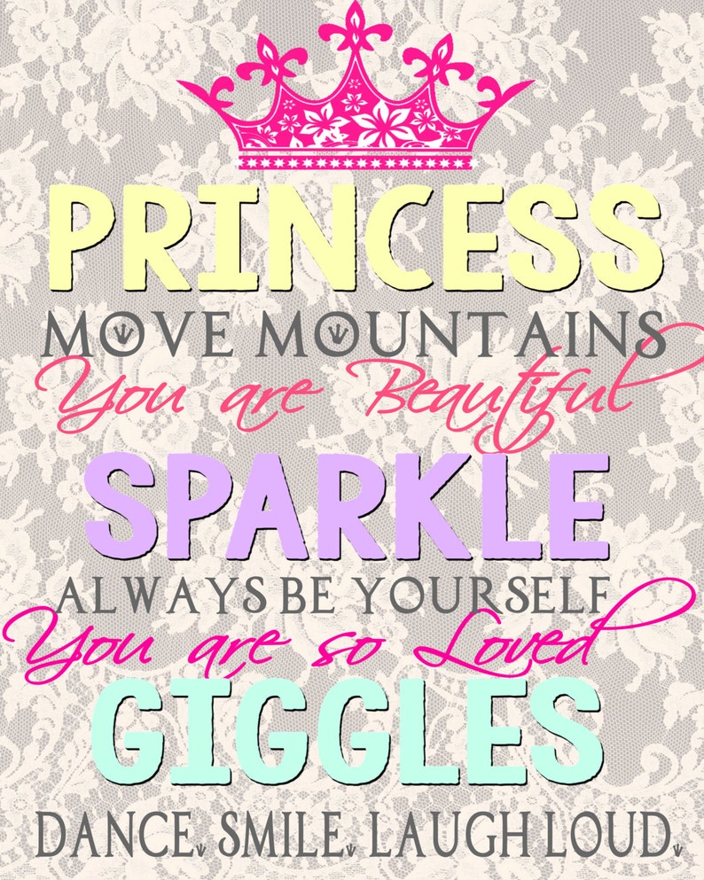 Popular little girl room wall art quotes princess wall art Etsy