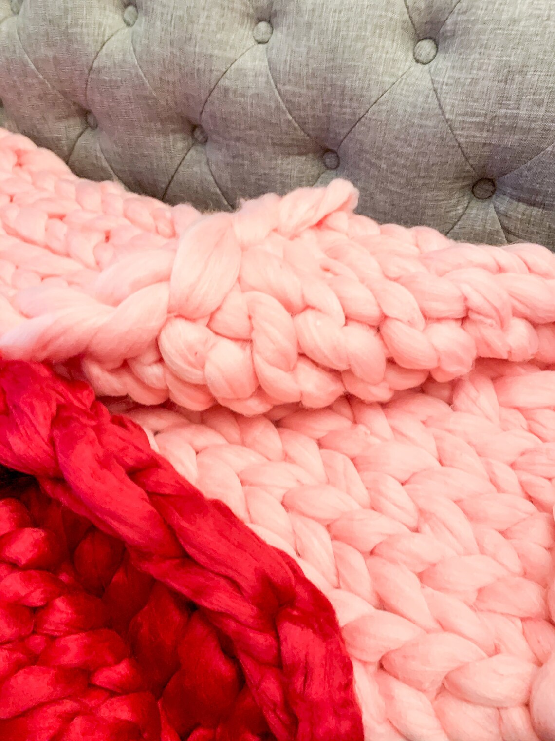 Pink Chunky Knit Blankets Light Pink Blankets Braided | Etsy