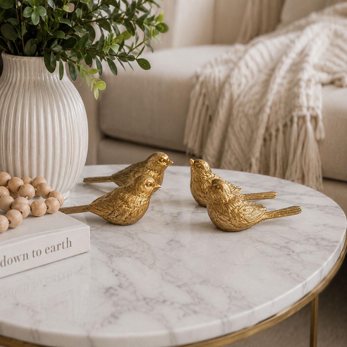 Gold Bird Statue, Bird Decor Vintage, Unique Bird Lover Gift Ideas