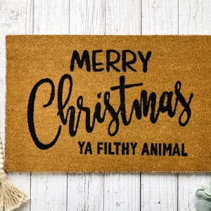 Merry Christmas Ya Filthy Animal Doormat, Christmas Doormats, Holiday Welcome Mats, Funny Doormats, Mats For Outside Xmas, Holiday Porch