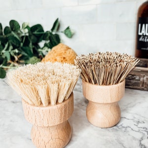 Wood Dish Scrubber, Wood Dish Scrubber, Natural Sisal Brush, Heavy Duty Handmade Scrubber, USA Made, Eco Cleaning Tool, Zero Waste