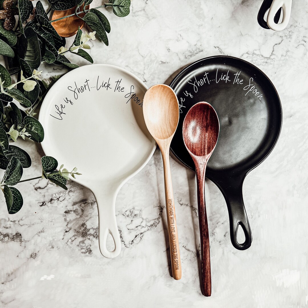 Life is Short Lick the Spoon Kitchen Gift Set, Handmade Ceramic Spoon ...