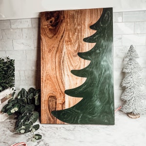 Weihnachts-Charcuteriebrett, einzigartiges Schlitten-Servierbrett, Weihnachtsküchen-Arbeitsplattendekor Einzigartige Feiertags-Aperitif und Käseplatte Tree Board LG