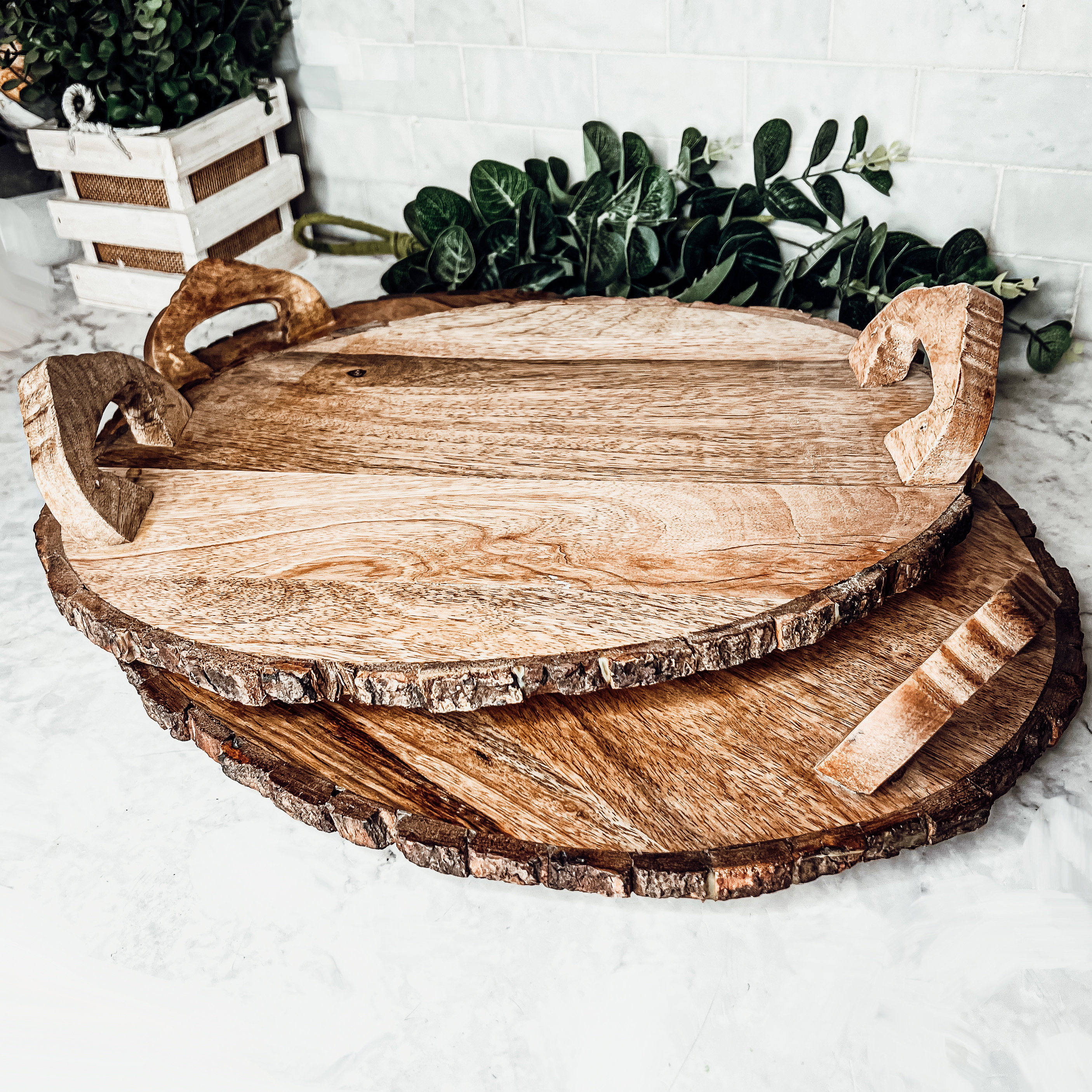 Handmade Vintage Mango Wood Oval Tray