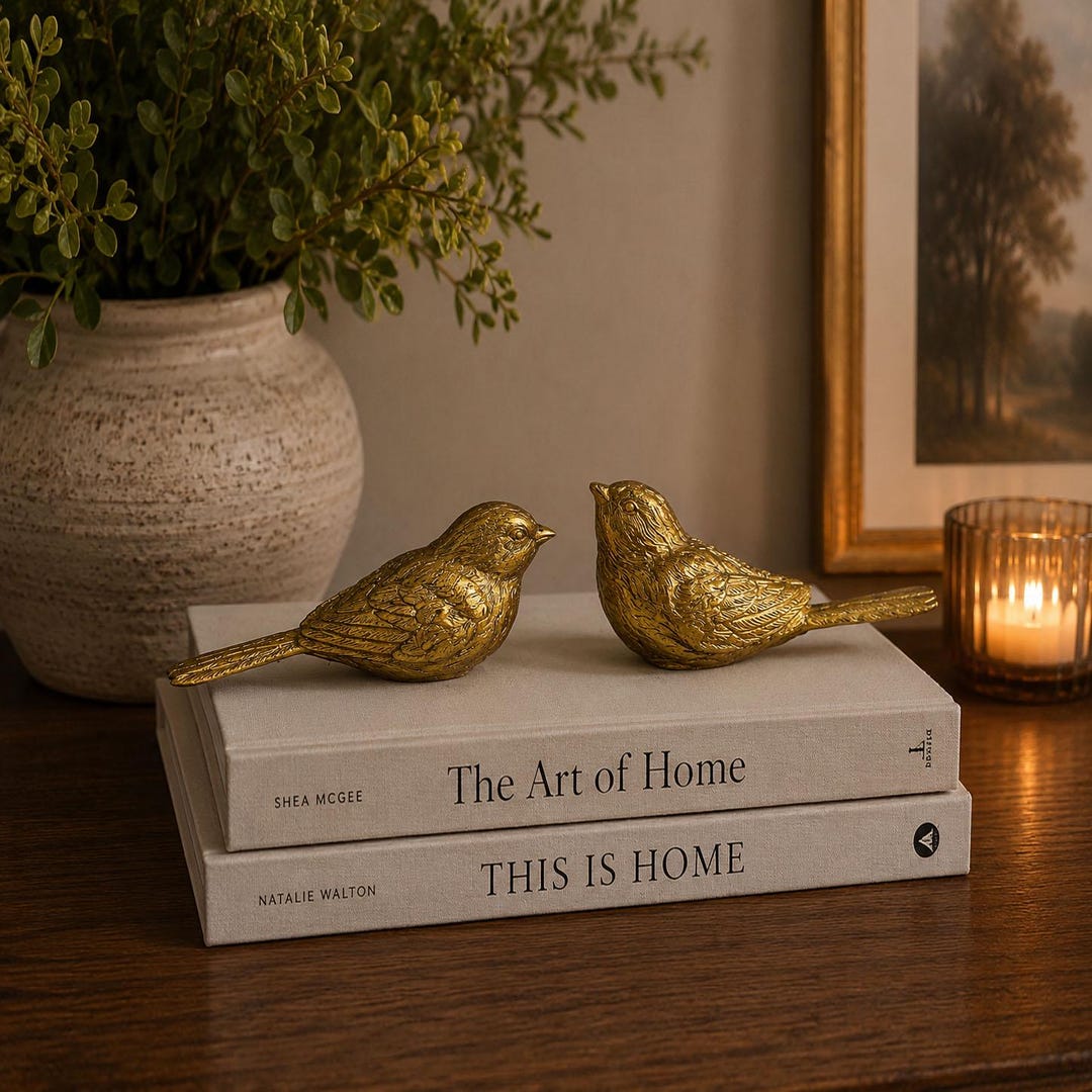 Gold Bird Statue, Bird Decor Vintage, Unique Bird Lover Gift Ideas