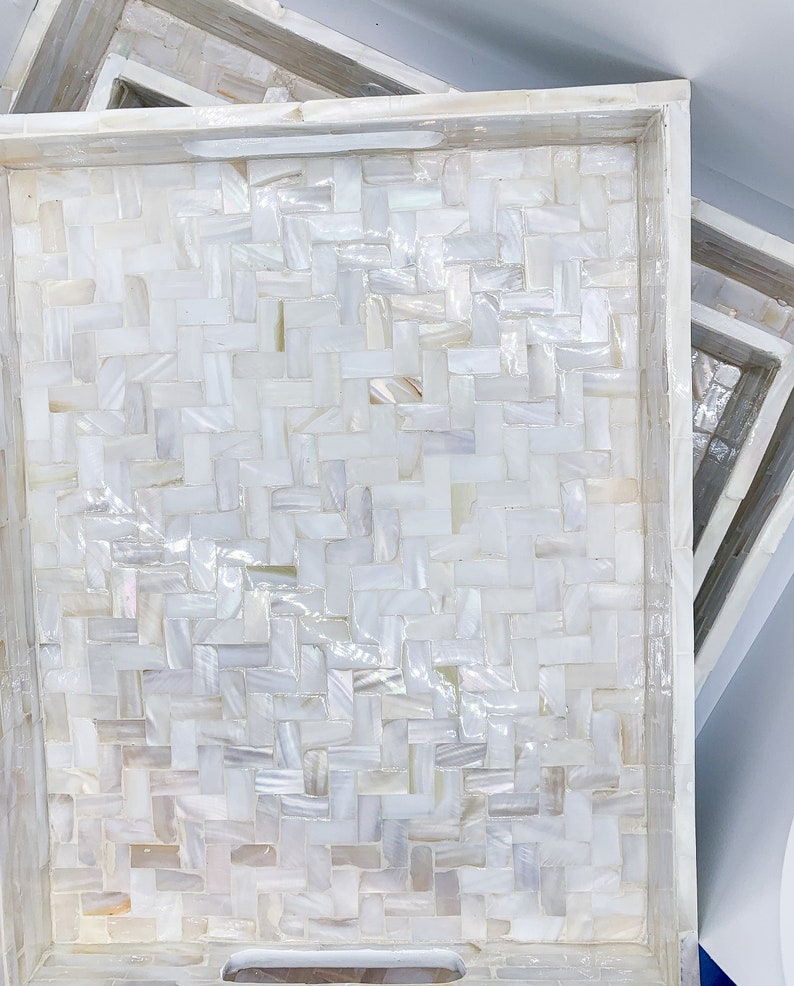 Mother of Pearl Serving Trays Luxury High End Decor Cream Etsy