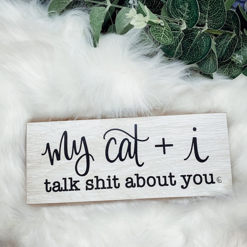 Funny Kitchen Signs Wooden, I don't Cook But Stir the pot wooden Sign, Funny Kitchen Signs For Parents, Kitchen Rules, Kitchen Decor Funny My Cat + I