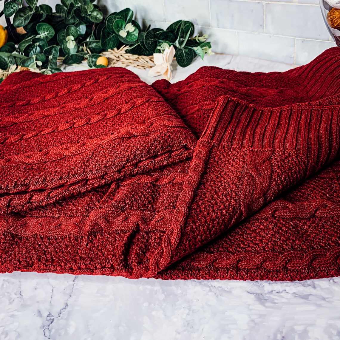 Red Throw Blanket Sweater Blankets Decorative Holiday Etsy