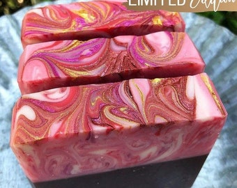 Chocolate Cherry Bomb Soap Bars - Small Size - Luxury Limited Edition Soaps, Chocolate Soap, Love Soap Bars, Self Care Gift Ideas Cheap