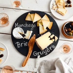 LAST 1- Slate Cheese Board, Round Slate, Round Cheese Boards, Natural Slate, USA Made, NY, Slate Kitchen Appliance, Chalkboard Cheese Trays