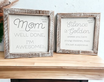 Silence ist Goldenes, außer du hast Kinder Schild, lustige Mutter Geschenke und Dekor, Muttertagsgeschenke, einzigartige und lustige Geschenke für Mama, Holzschilder