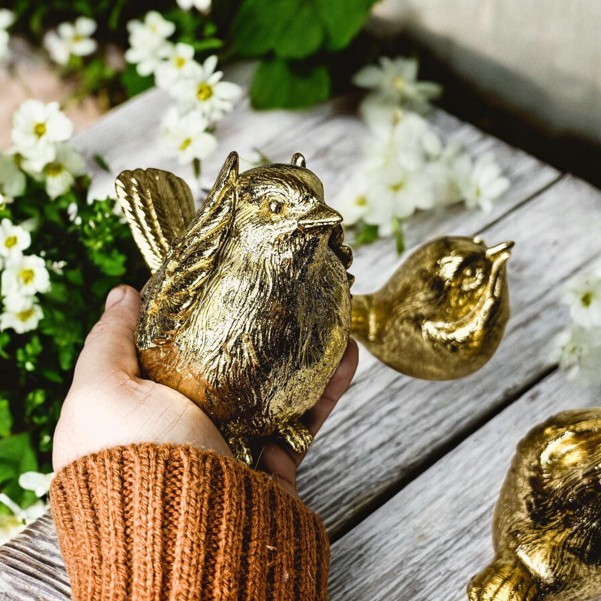 Three Wise Bird Gift Sets | Gold Bird Statues, Bird Decor Vintage