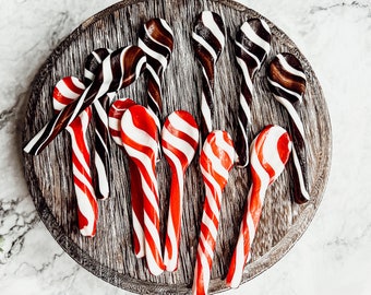 Christmas Spoons, Edible Candy Spoons in 3 Flavor Choices, Candy Spoons for Hot Cocoa Bombs + Holiday Parties, Sweets for Stocking Stuffers