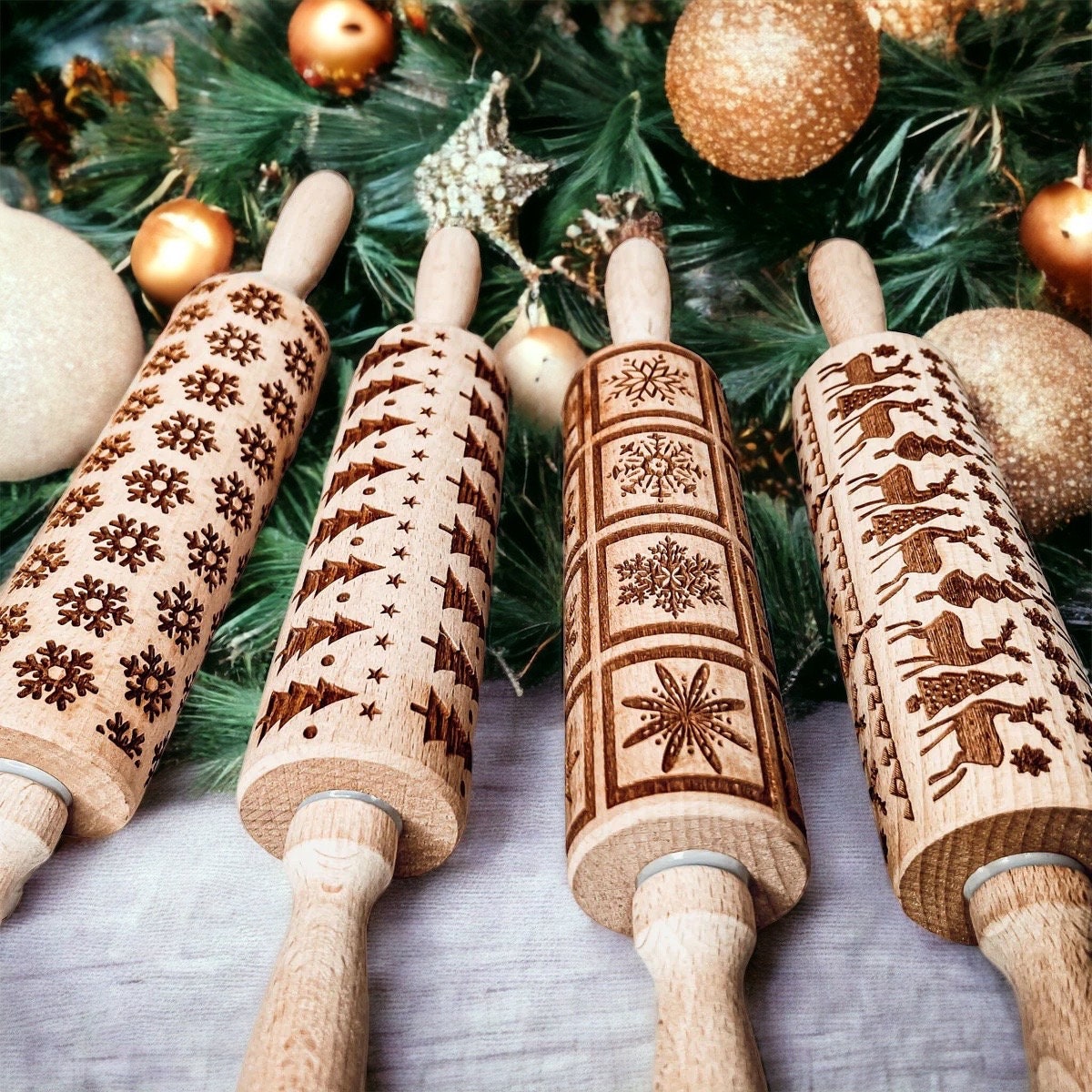 Mattarello Decorato in Legno Junior per Biscotti - Folk Colomba