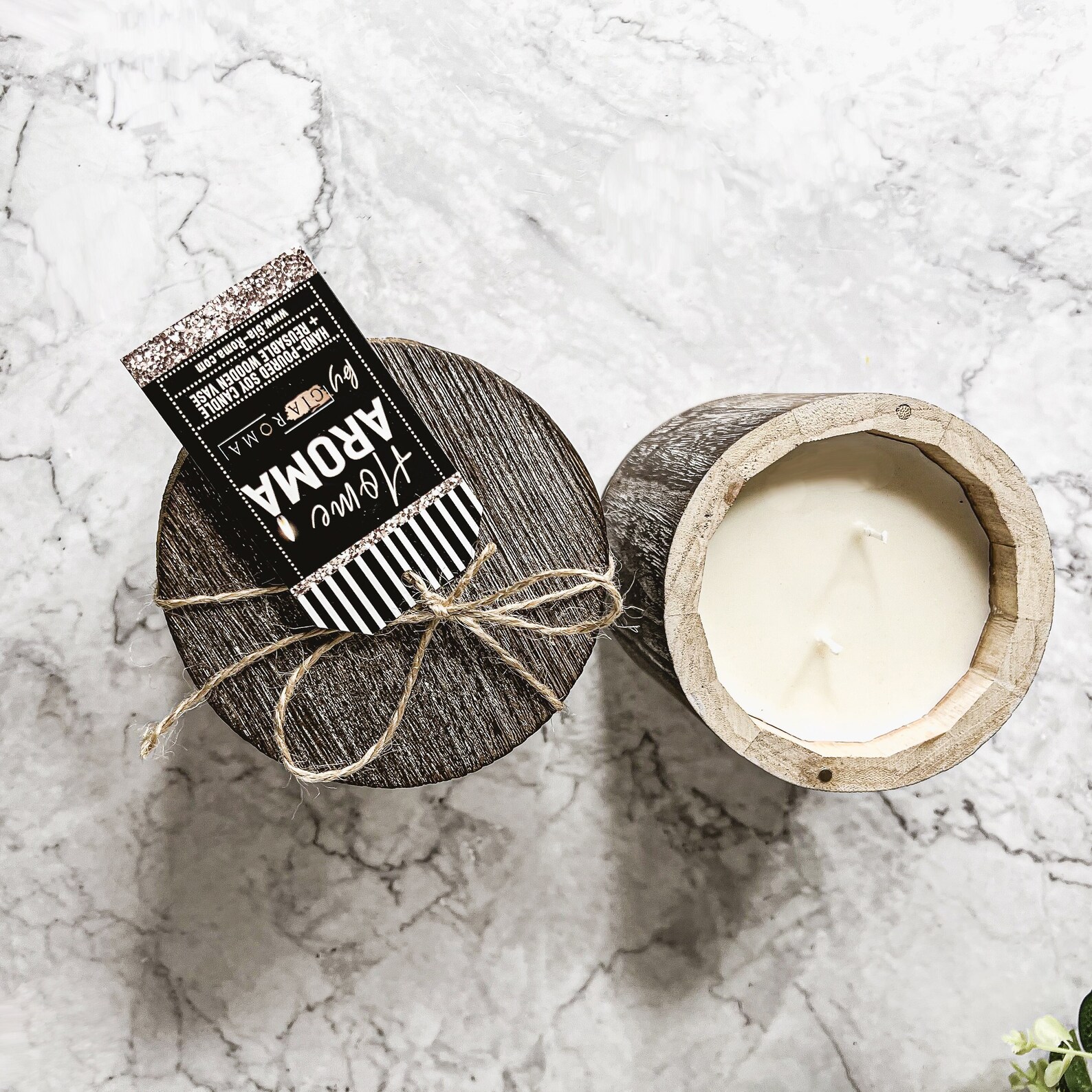 Wood Candle Container With Lid Luxury Candle Gift Set 2 Wick Etsy