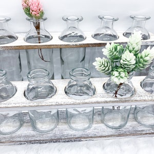 Rustic Vase Set, Handmade Wooden Glass Vase Set, Vintage Vases, Farmhouse Inspired Vases, Hand Blown Glass Tubes, Floral Vases, Window Vases