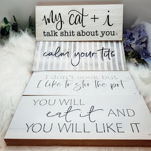 Funny Kitchen Signs Wooden, I don't Cook But Stir the pot wooden Sign, Funny Kitchen Signs For Parents, Kitchen Rules, Kitchen Decor Funny image 10