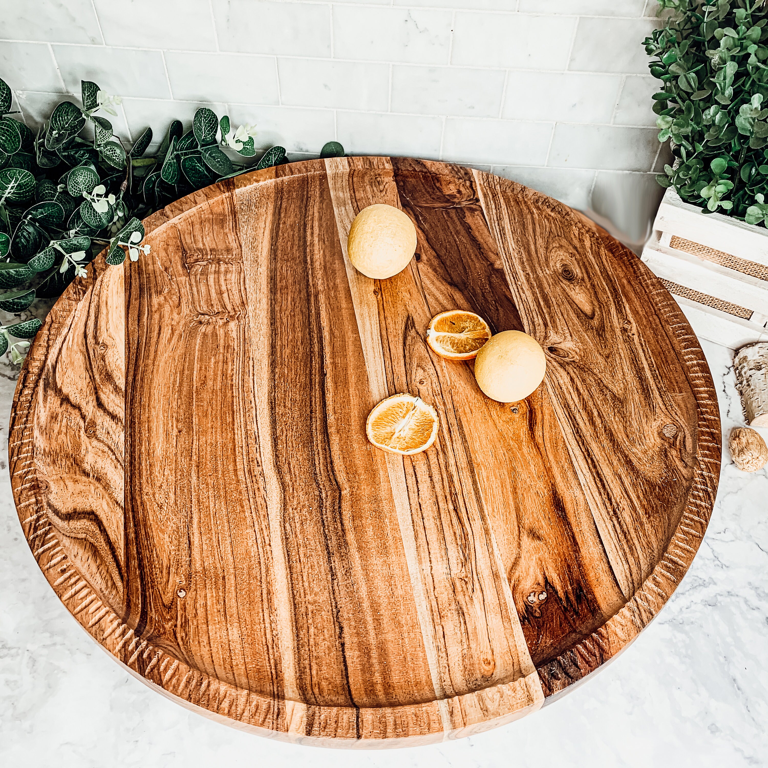 GWUK GLOW Lazy Susan Glass Turntable – Elegant Tempered Serving Tray Revolves 360Deg Rotating Board Plate Dish Table Centrepiece Serve Cakes Cheese Snacks, 25cm - View #2