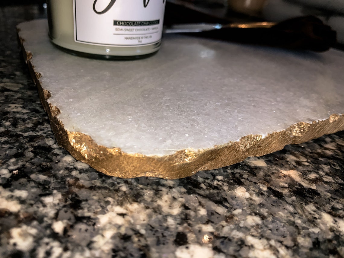 Marble Cheese Board Heavy Duty Gold Edge Marble Tray or Etsy