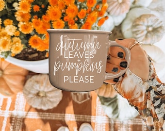 Mug d'automne | Coupe citrouille feuilles d'automne | Mug en céramique marron | Décoration d'automne | Cuisine de ferme | Tasse PSL | Idée cadeau mignonne de café d'Halloween