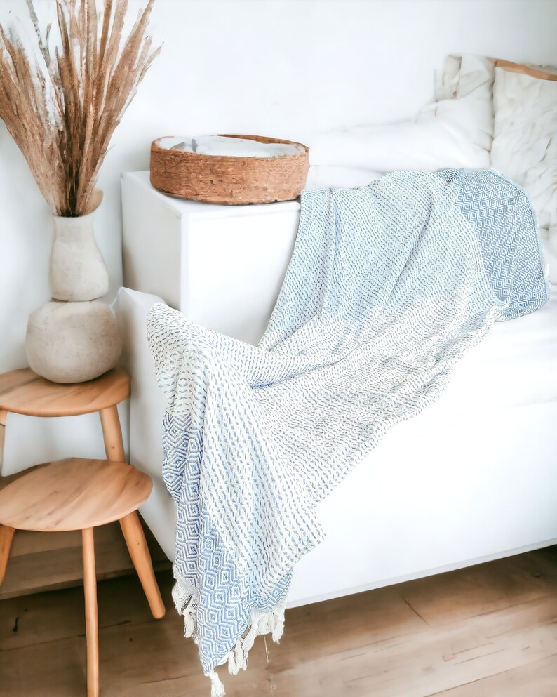 Turkish Towels Beach With Fringe, Turkish Cotton Towels - Thumbnail 5