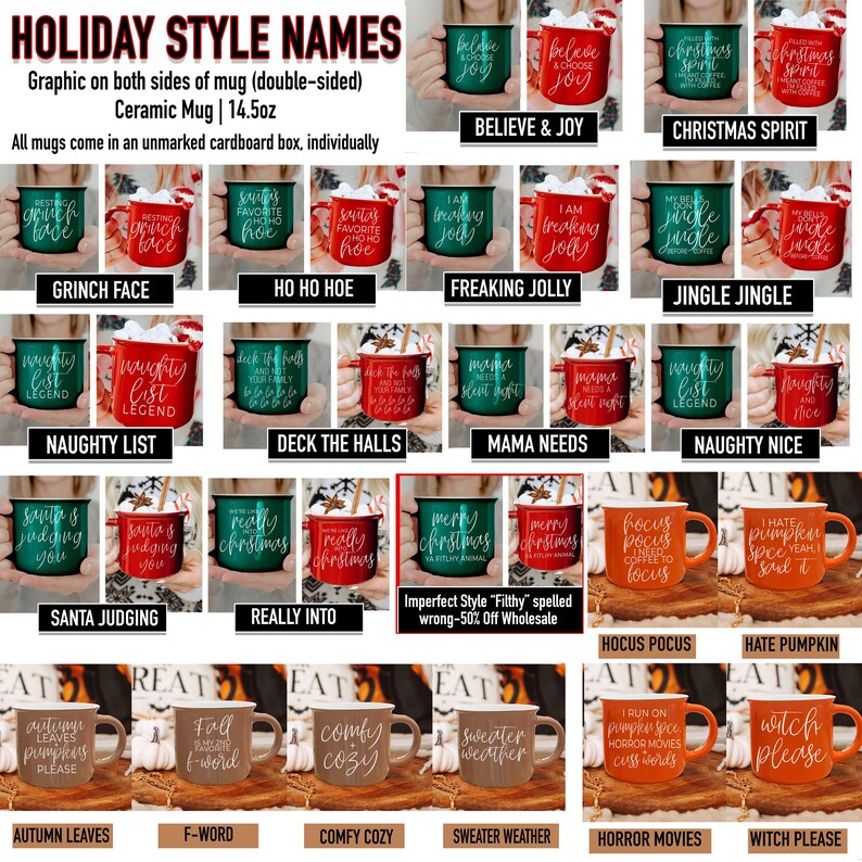 Ceramic Mugs for Christmas Gift, Mugs for Hot Chocolate & Hot Cocoa