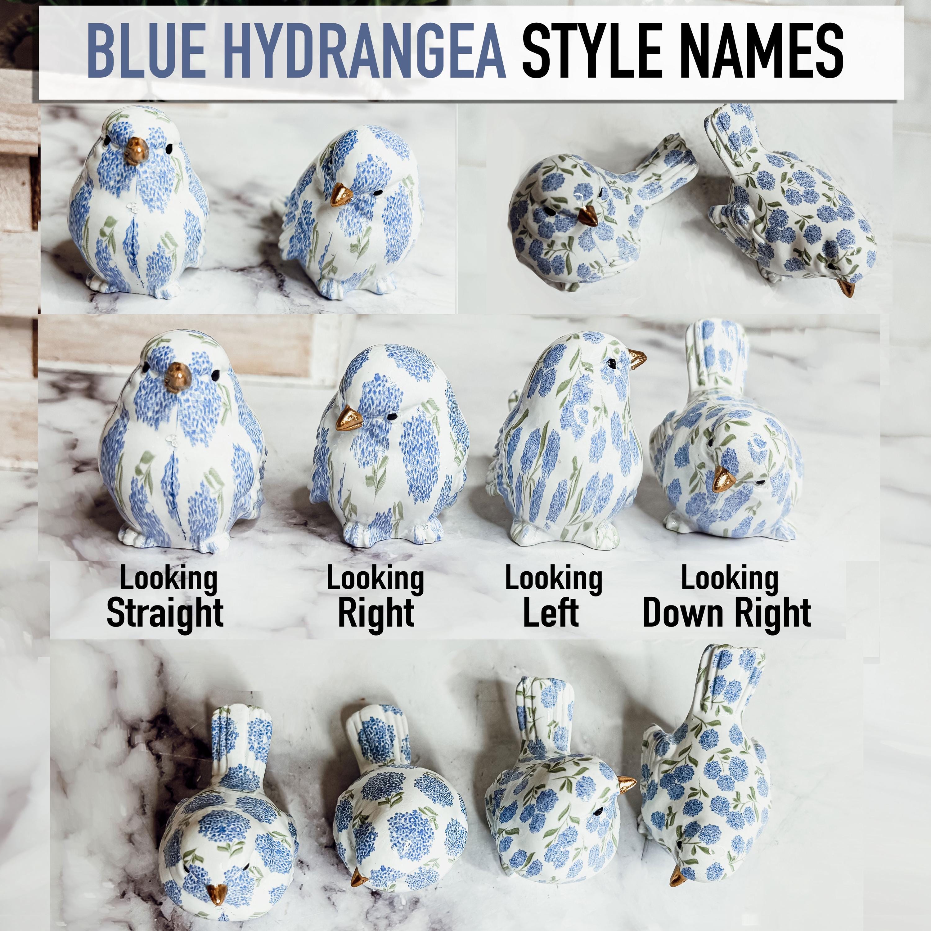 Blue Bird Figurine, Blue Hydrangea Bird Decor for Home, Blue Robin