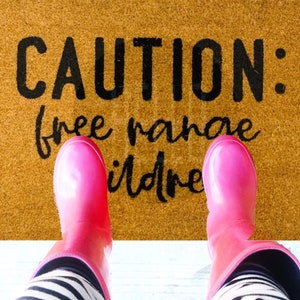 Funny Doormat for Outdoors, Welcome Mat Outside, Wipe Feet Outdoor Mats, Hilarious Welcome Mats, Caution Free Range Children Home Decor