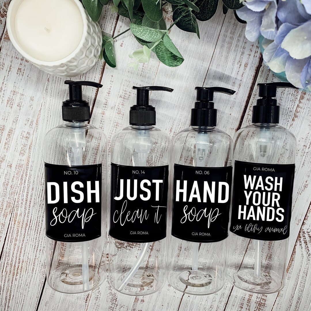 Reusable Soap Dispenser Sets, Dish Soap, Hand Soap Bottles, Reduce Plastic & Reuse Soap Bottles