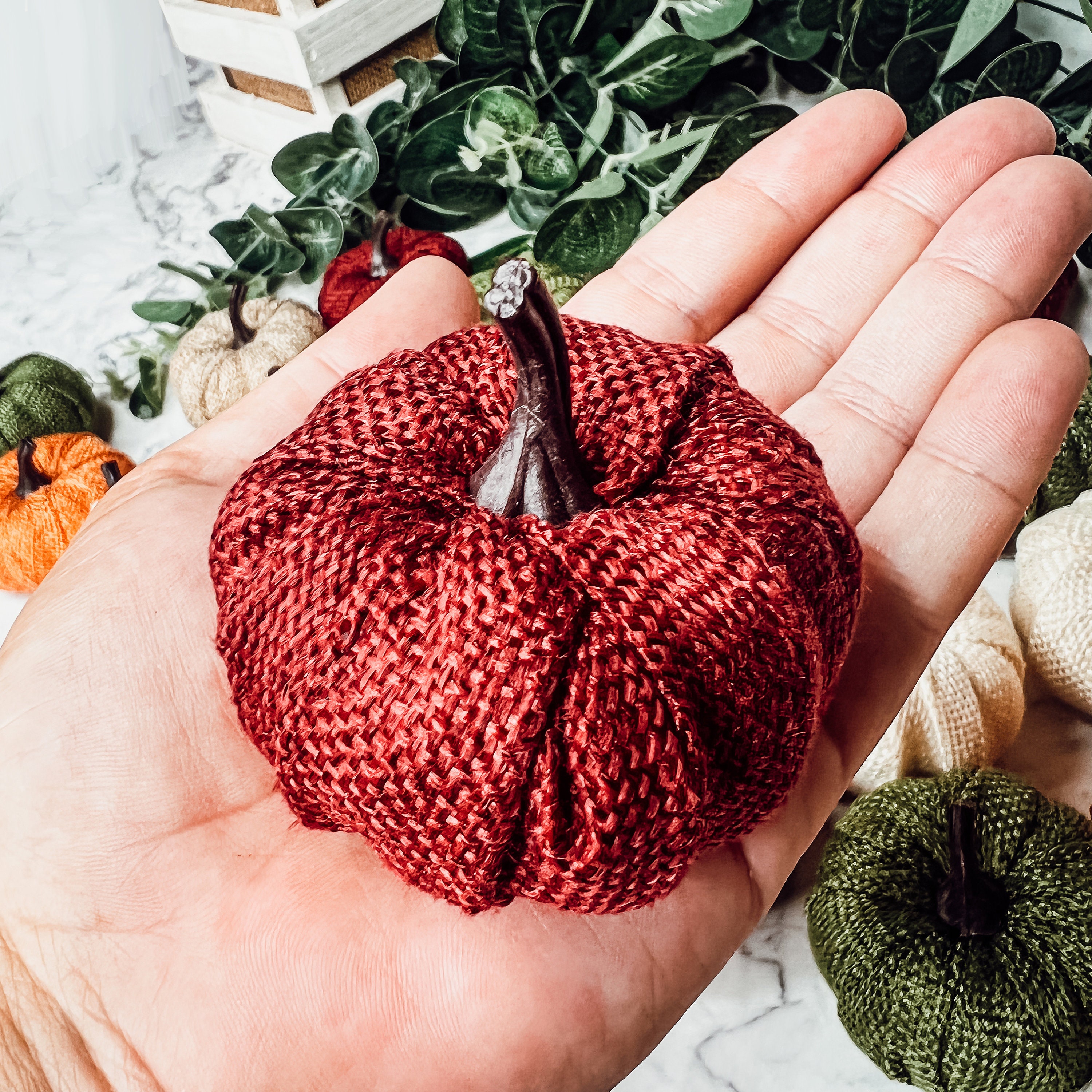 Lot De 9 Mini Citrouilles En Peluche - Décoration D'automne Avec Tige En Bois Et Nœud En Jute - 3 Couleurs