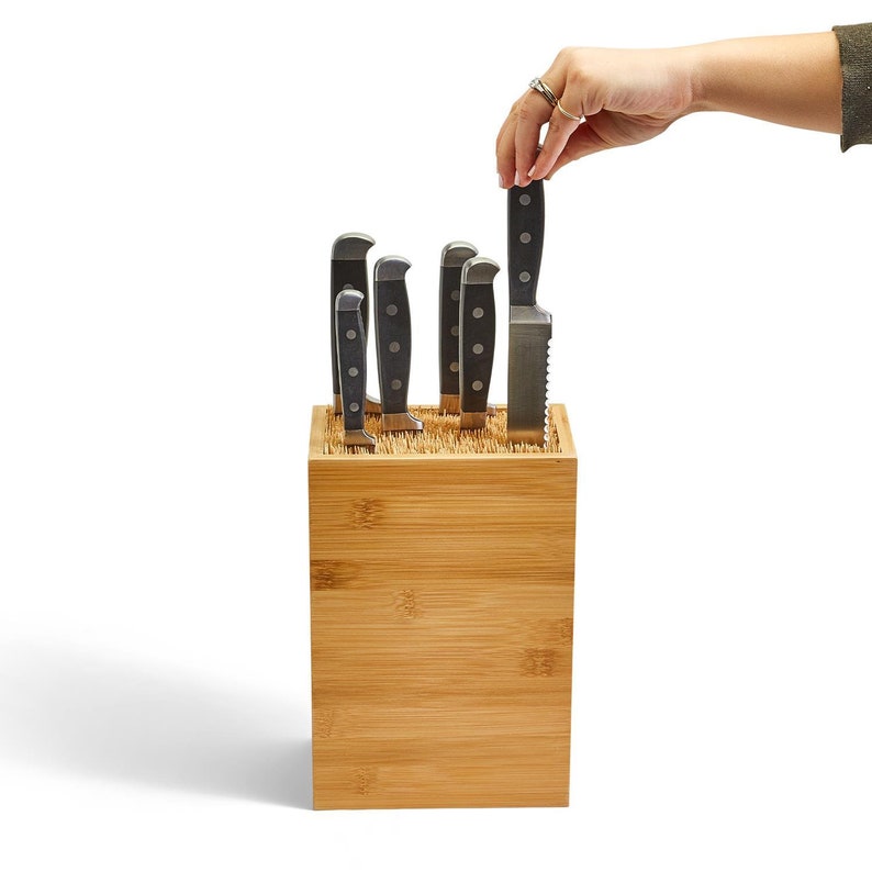 Bamboo Knife Block All Natural Kitchen High End Luxury Etsy
