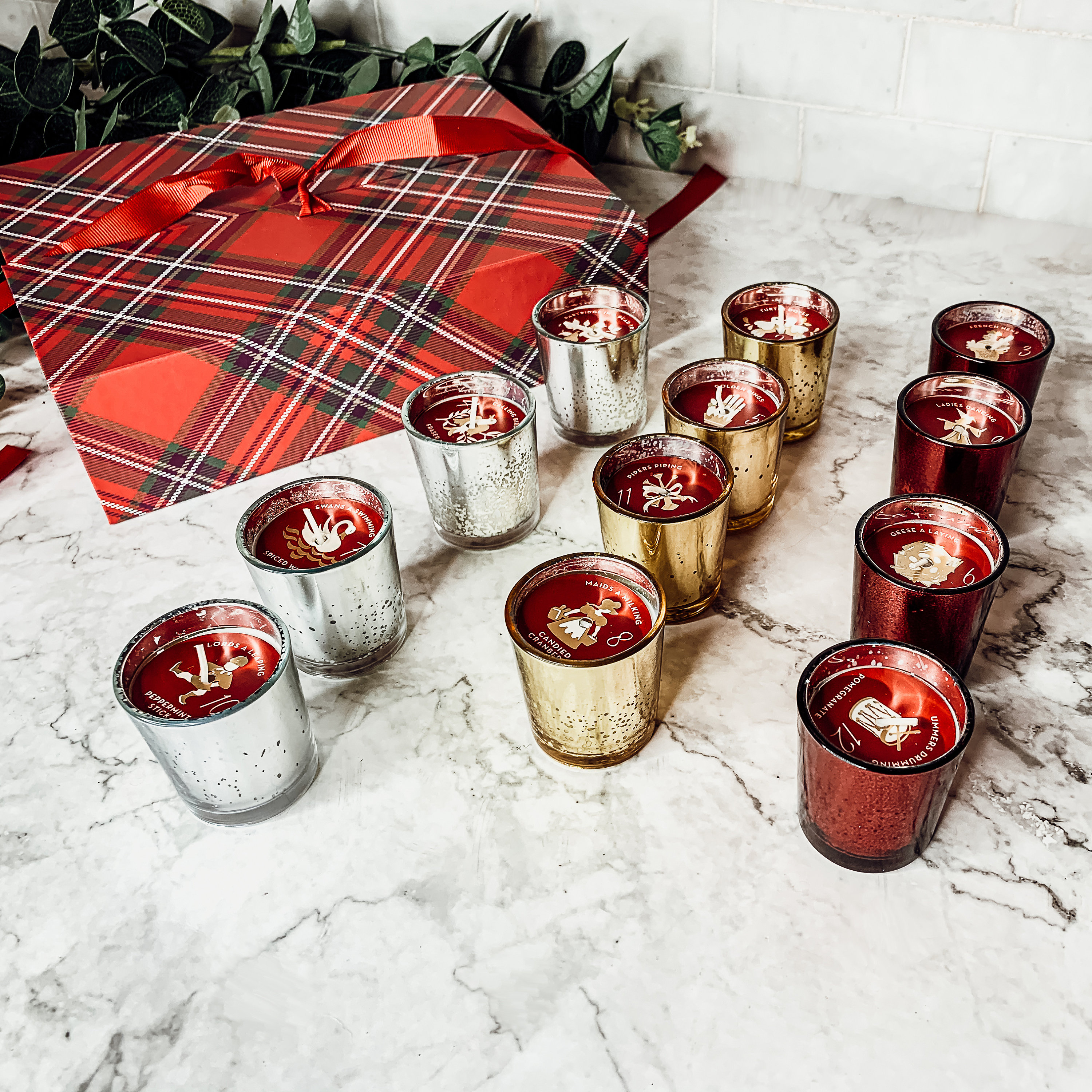 Candle Advent Calendar Gift Box, 12 Days of Christmas Candle Set ...