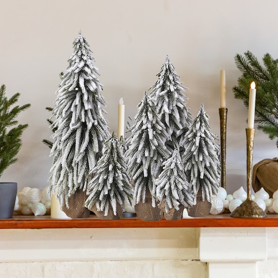 Snowy Moss Decorative Tabletop Trees Set of 3